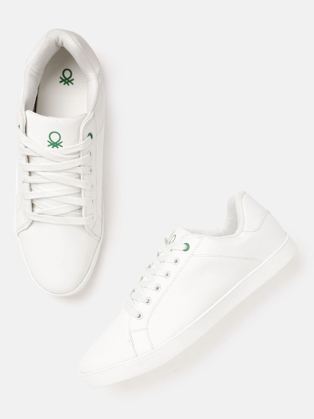United Colors of Benetton Men White Perforated Sneakers