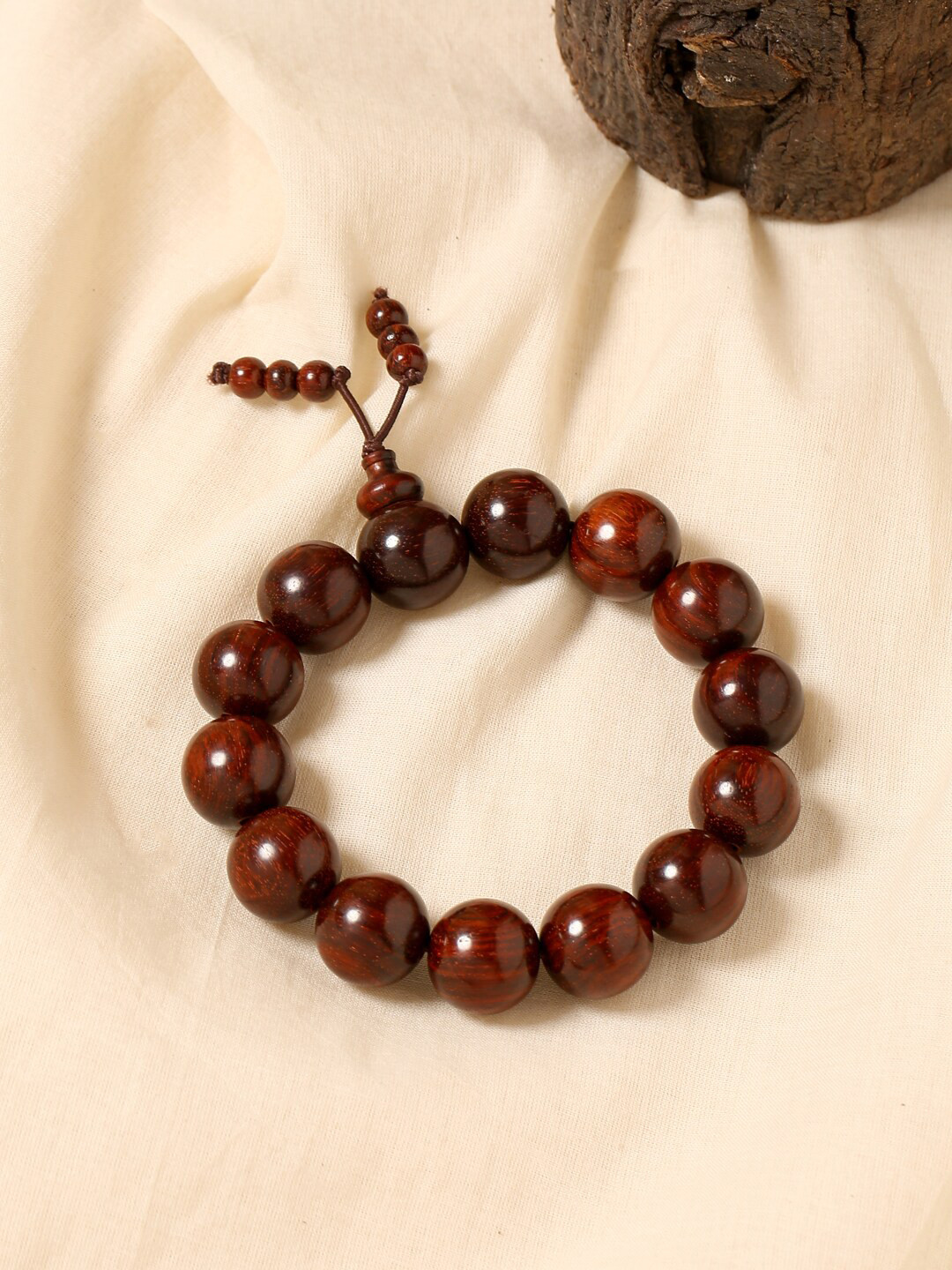 RDK Unisex Red & Brown Sandalwood Handcrafted Charm Bracelet