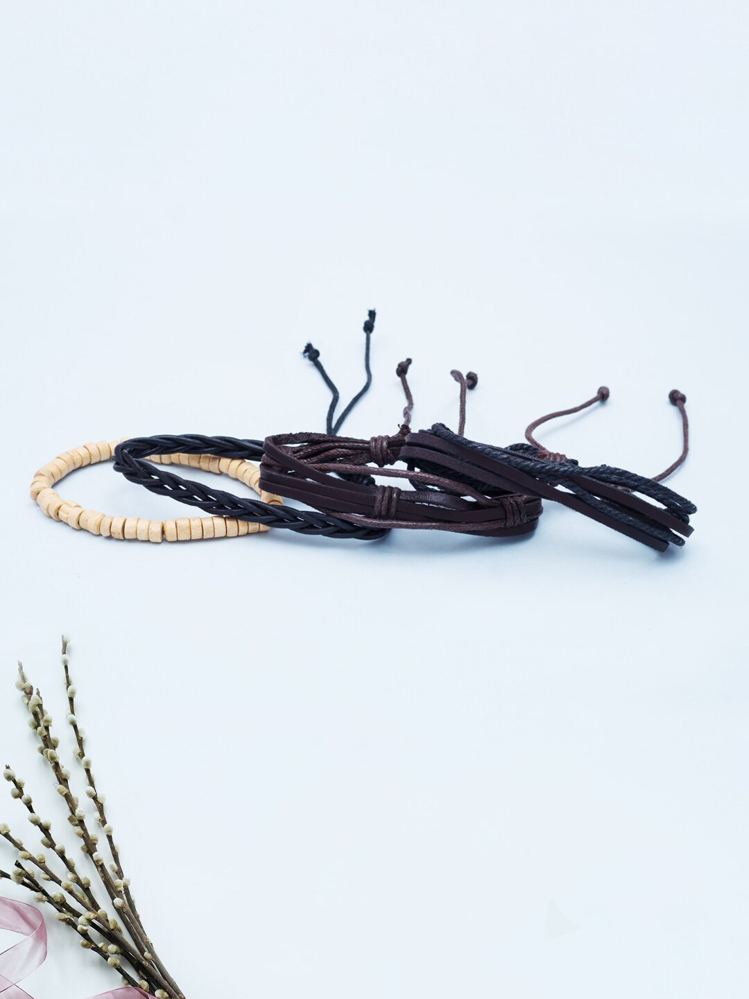 Golden Peacock Men 4 Multicoloured Leather Handcrafted Multistrand Bracelet