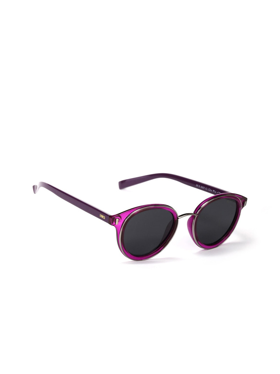 ENRICO Unisex Black Lens & Purple Oval Sunglasses - EN E 3027 C1-Black