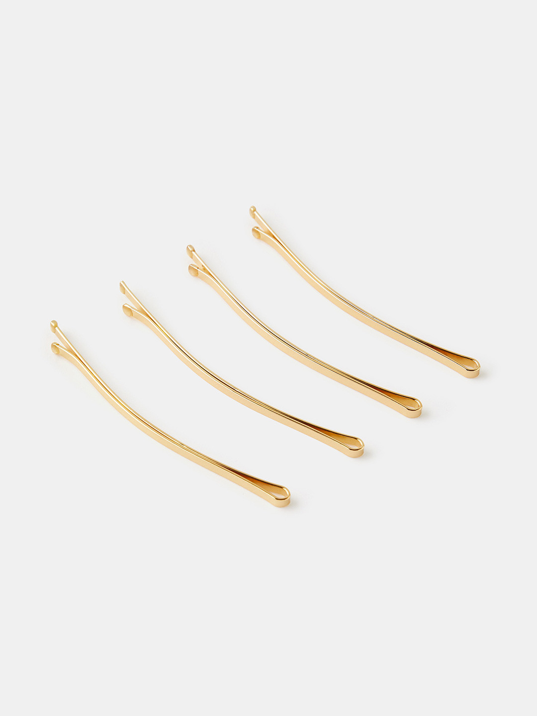 Accessorize London Women Set of 4 Gold Long Metal hair Clips