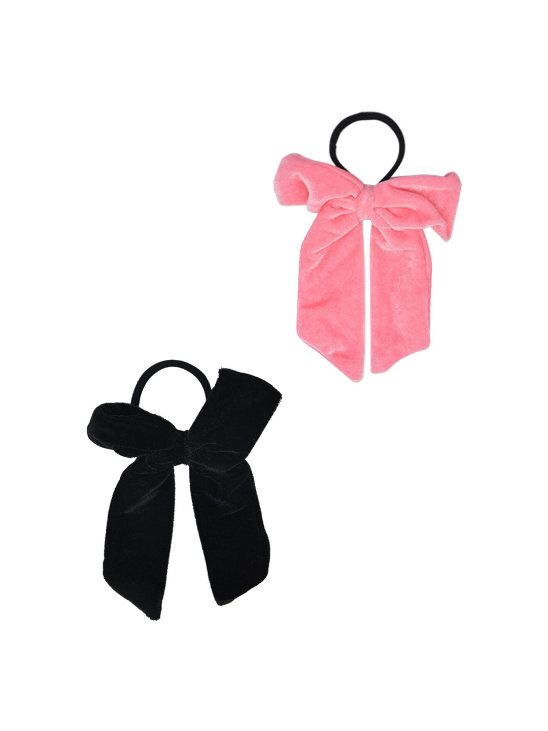 FUNKRAFTS Girls Black & Pink Set of 2 Ponytail Holders