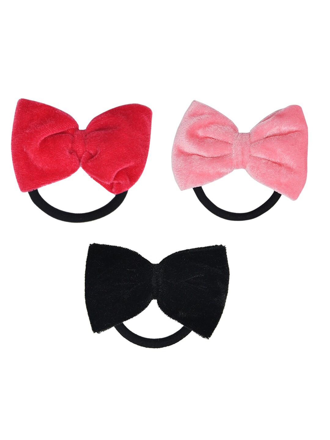 FUNKRAFTS Girls Red & Pink Set of 3 Ponytail Holders