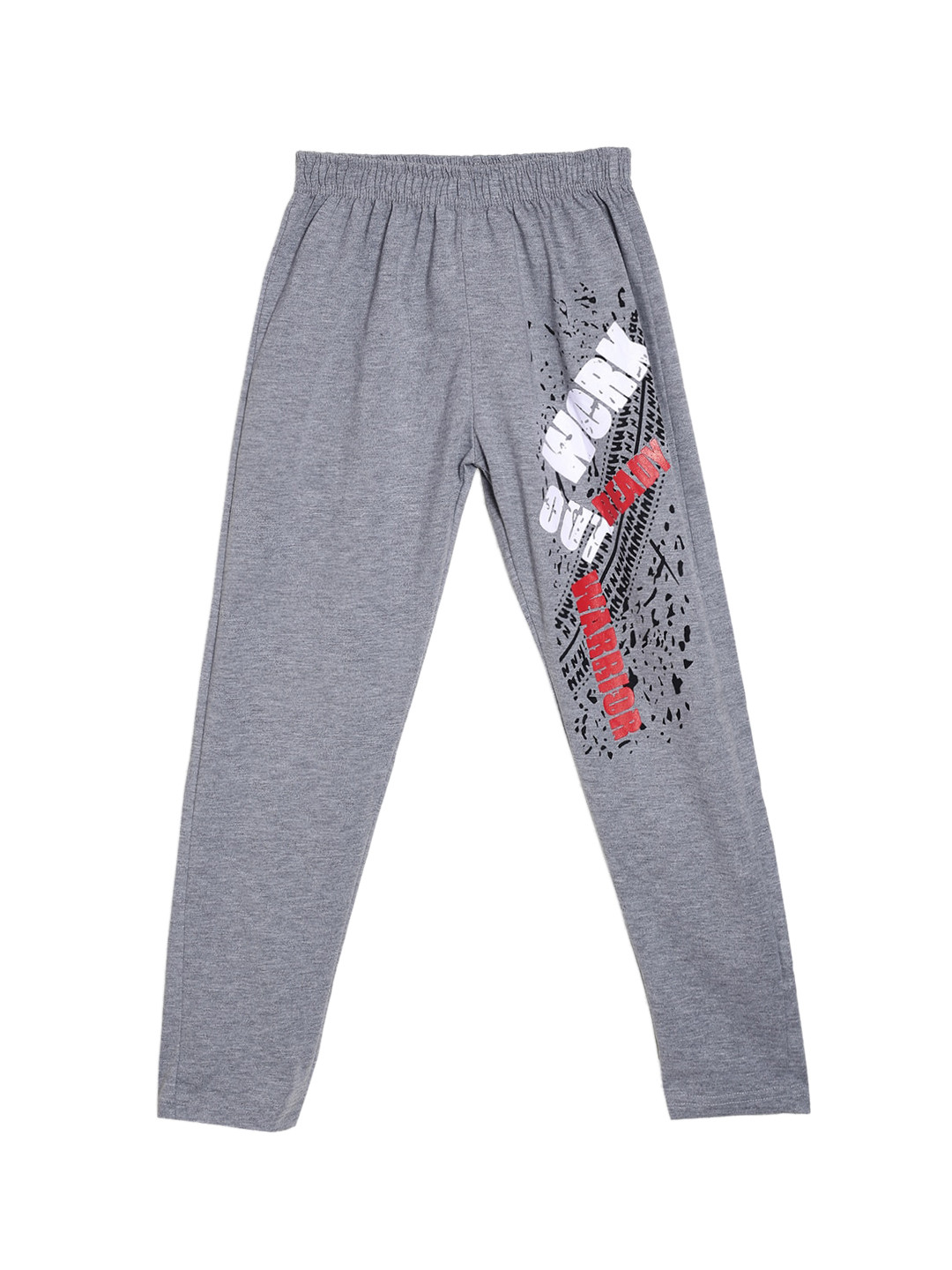 SWEET ANGEL Boys Grey Melange Ready Warrior Printed Pure Cotton Track Pants