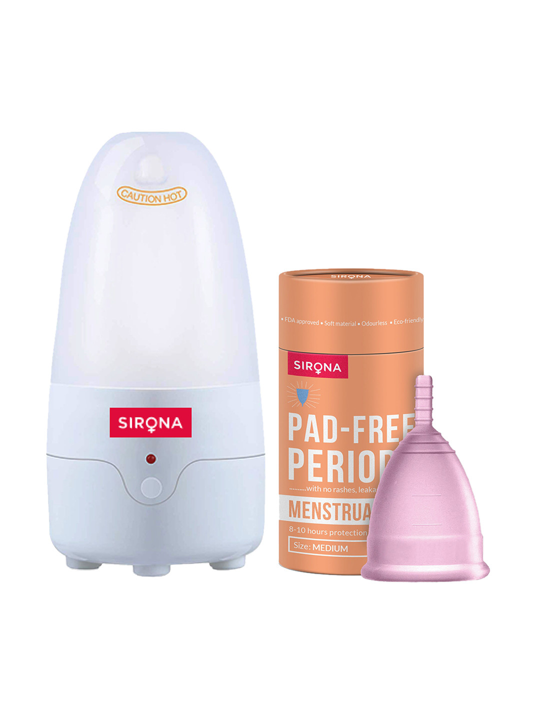 Sirona White Menstrual Cup Sterilizer With Menstrual Cup - Medium