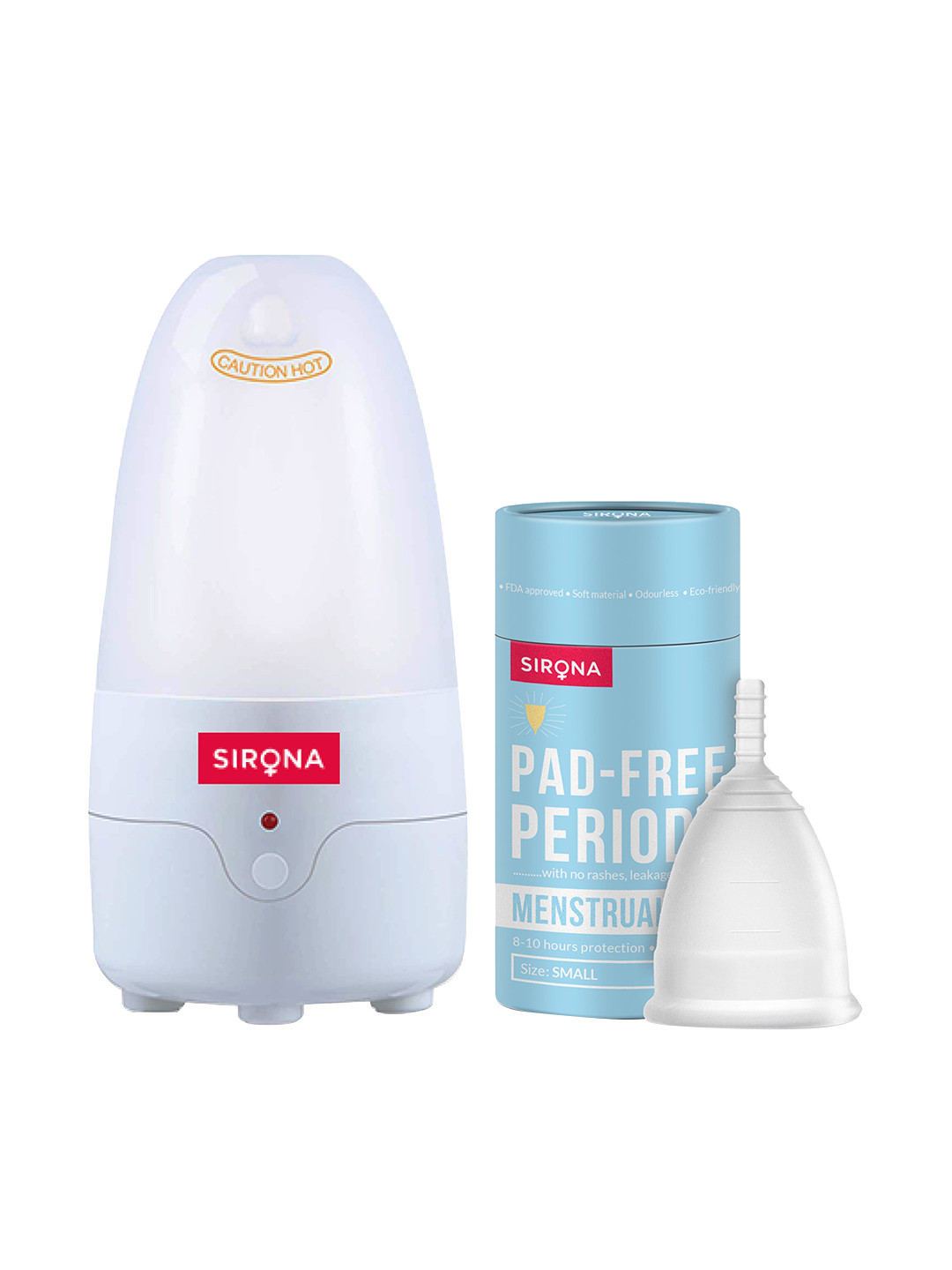 Sirona Reusable Menstrual Cup Small & Menstrual Cup Sterilizer