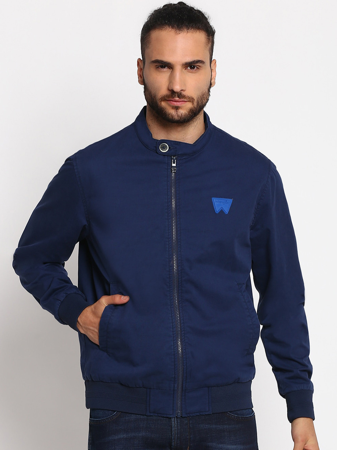 Wrangler Men Navy Blue Bomber Jacket