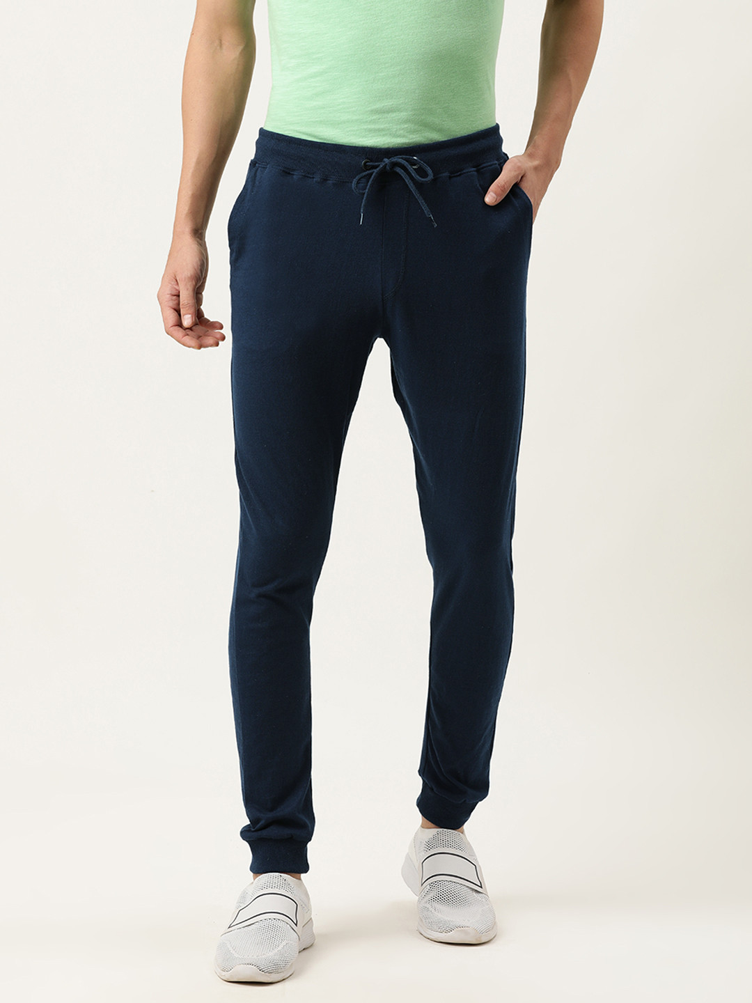 Urban Dog Men Navy Blue Slim Fit Knitted Cotton Track Pant