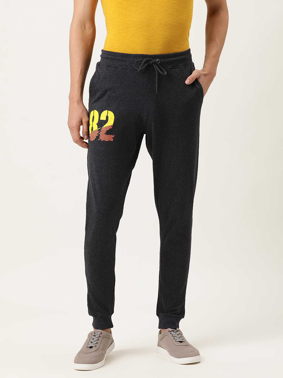 Urban Dog Men Charcoal Cotton Knitted Track Pant