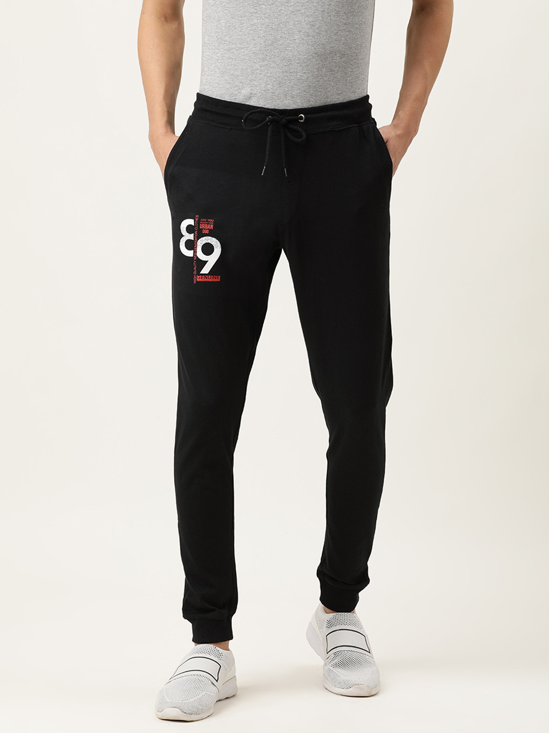 Urban Dog Men Black Cotton Knitted Track Pant