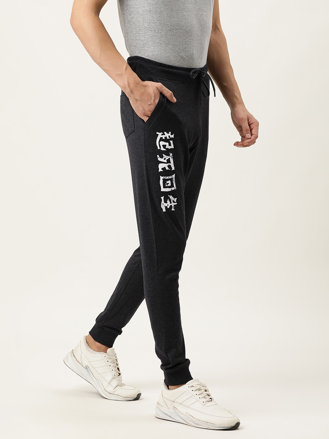 Urban Dog Men Charcoal Cotton Knitted Track Pant