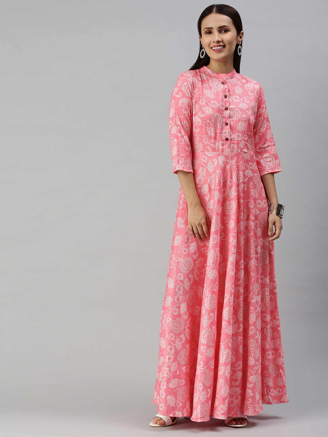 Swishchick Pink Floral Maxi Dress