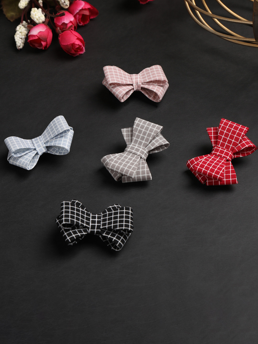 AccessHer Women Blue & Red Set of 5 Alligator Hair Clip