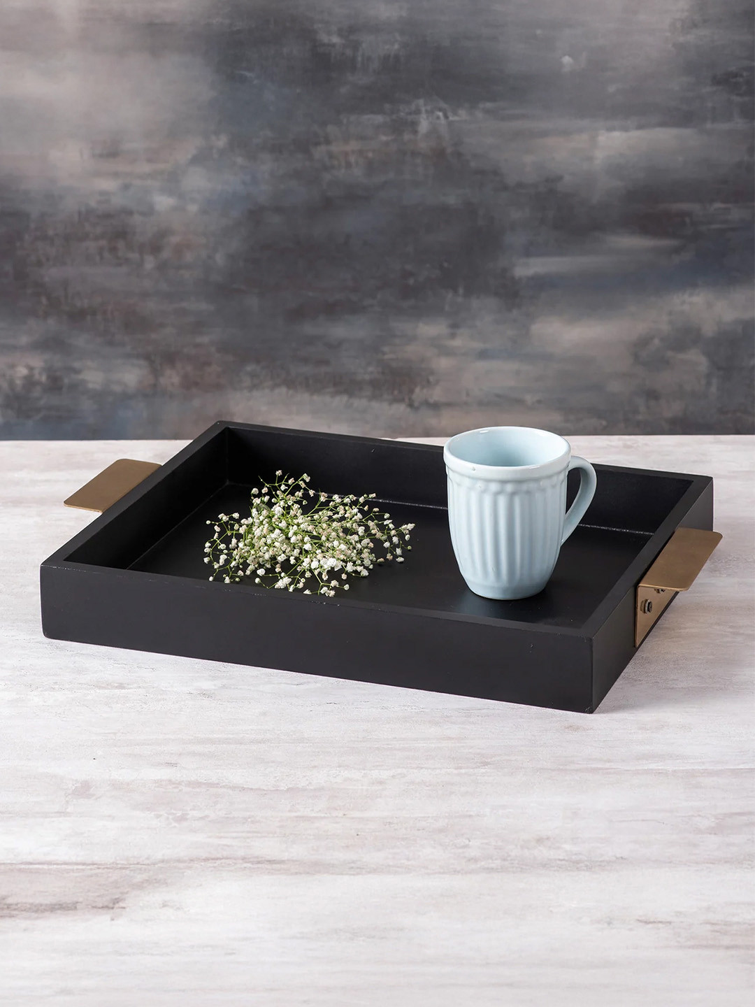 nestroots Black & Gold-Toned Serving Tray