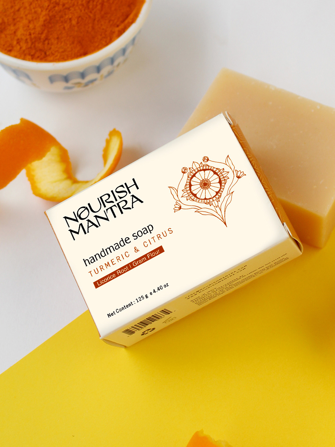 Nourish Mantra Turmeric & Citrus Handmade Bathing Soap with Orange & Tea Tree Oil- 125g
