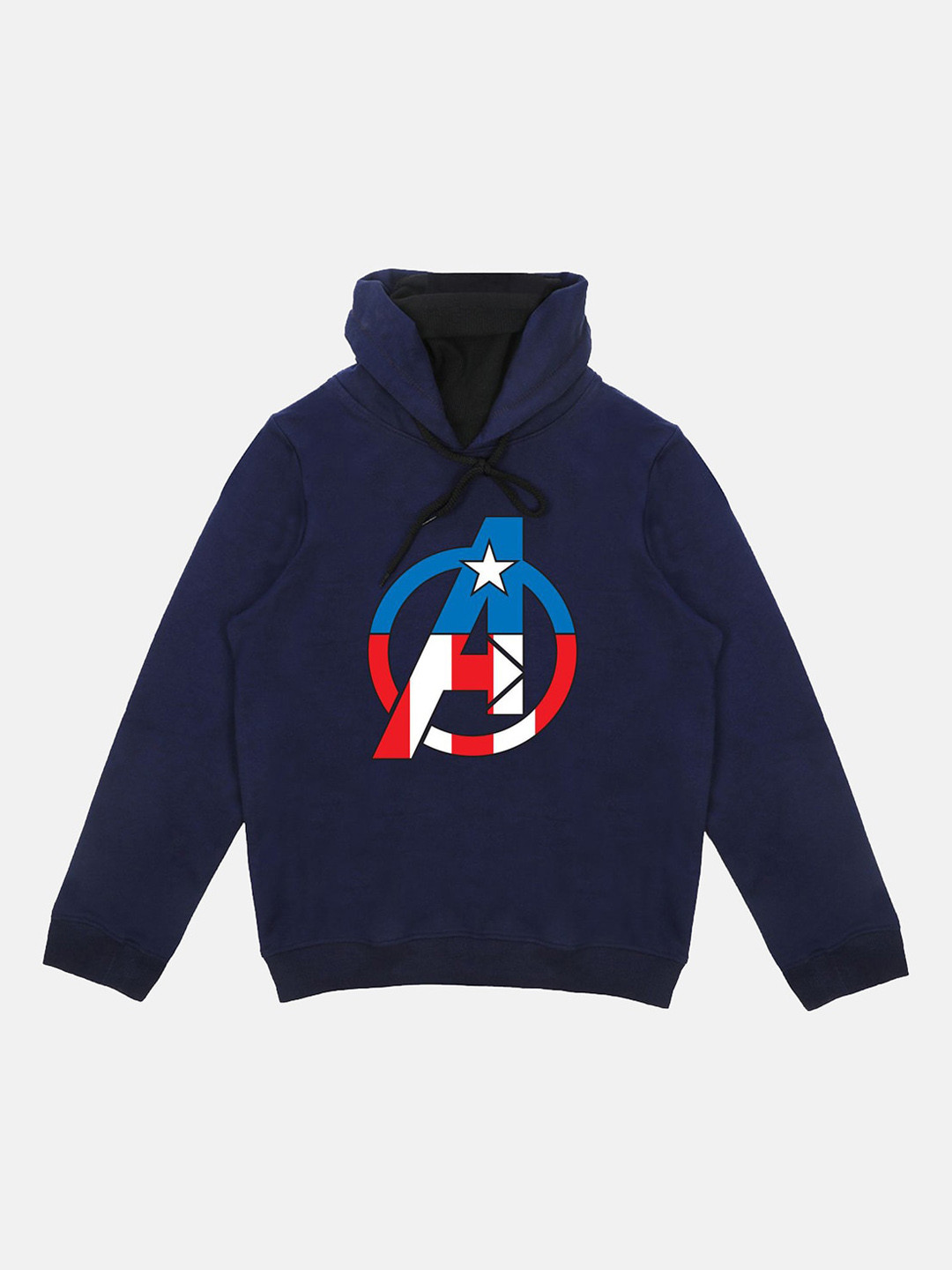 Marvel by Wear Your Mind Kids Navy Blue Marvel Printed Hooded Sweatshirt