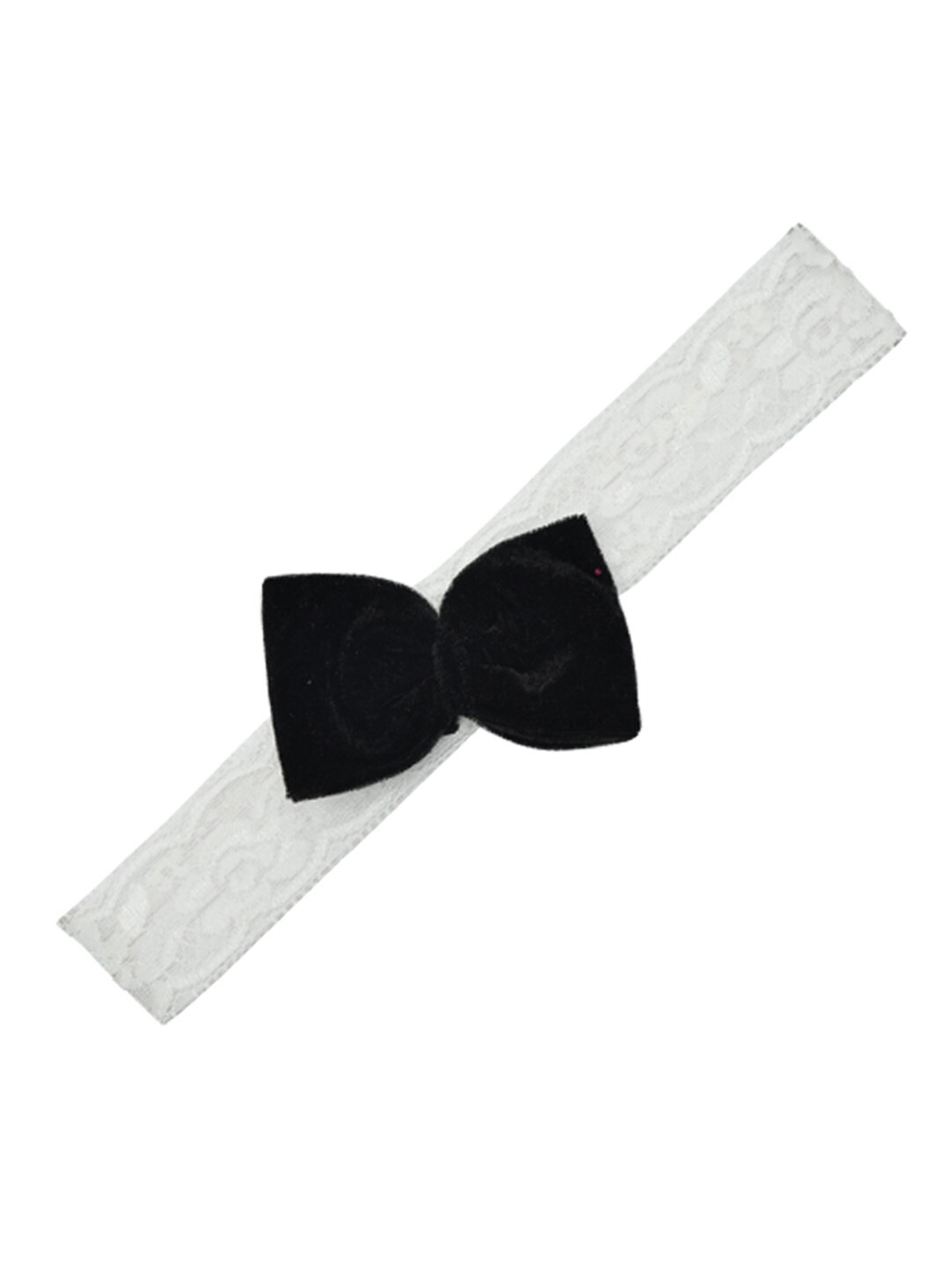FUNKRAFTS Girls White & Black Lace Hairband with Velvet Bow