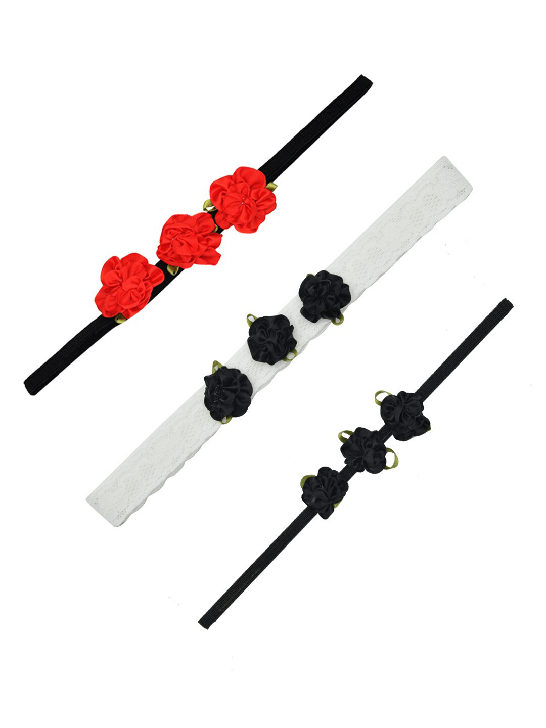 FUNKRAFTS Girls White & Black Set of 3 Hairbands