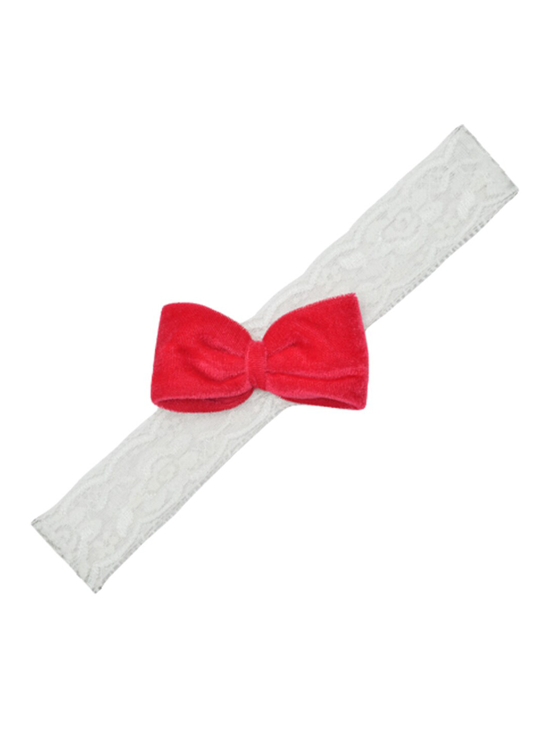 FUNKRAFTS Girls White & Red Headband With Velvet Bow