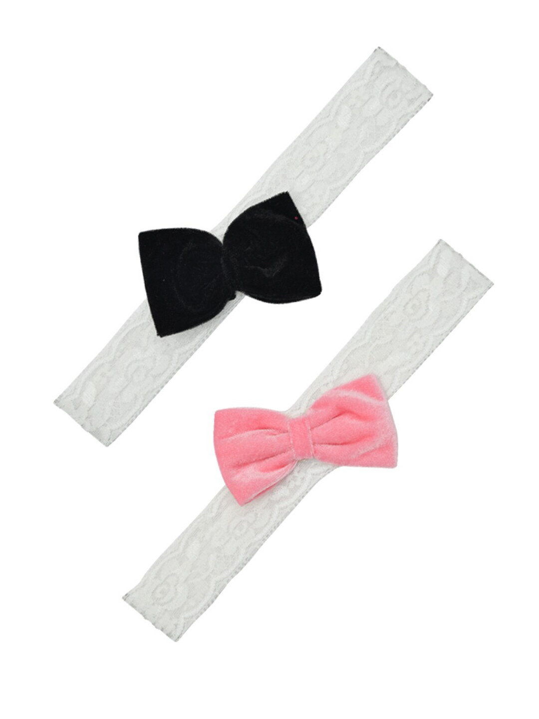 FUNKRAFTS Girls Set of 2 White & Pink Lace Headbands