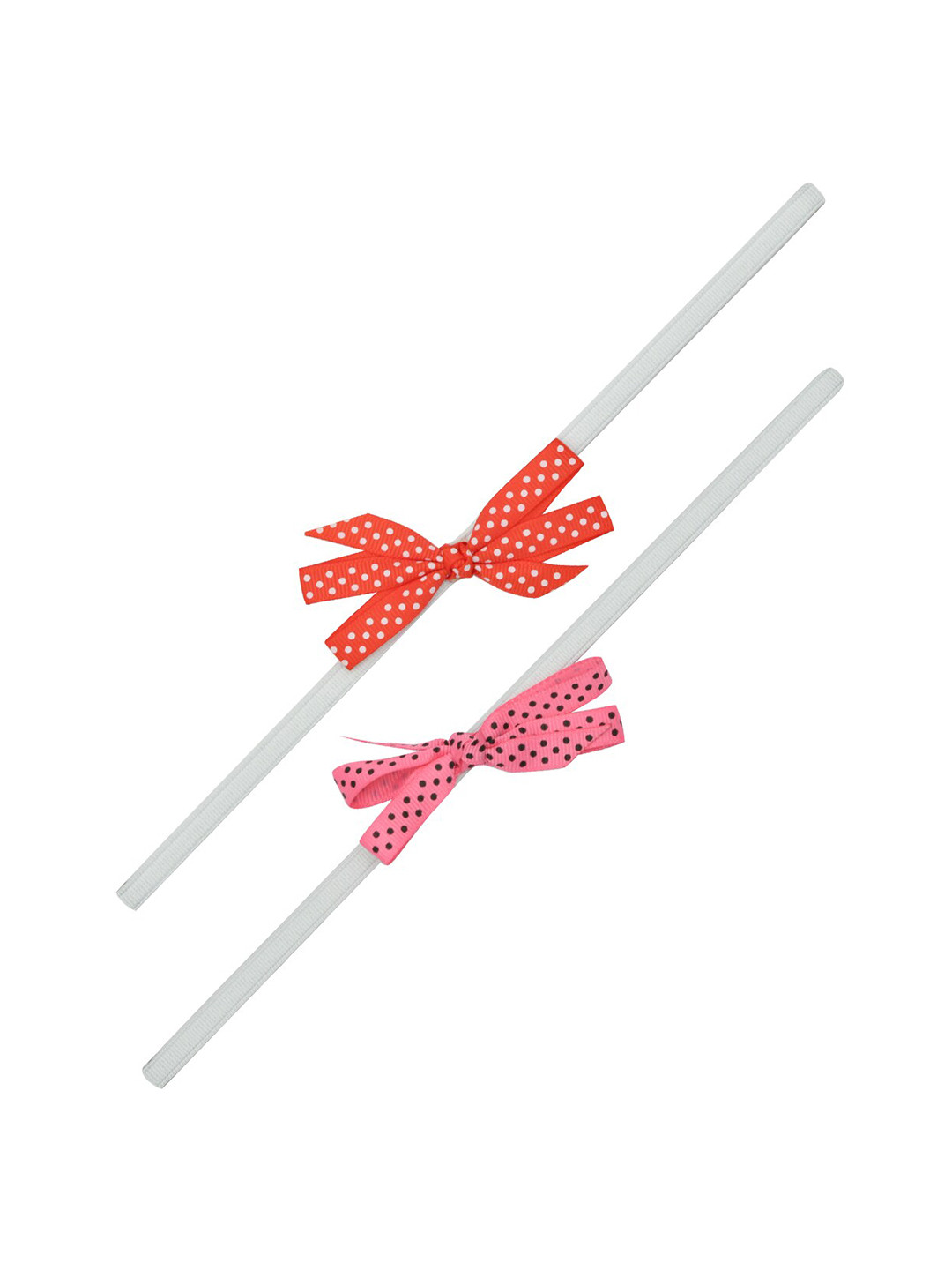 FUNKRAFTS Girls White & Red Set of 2 Fabric Hairbands With Bow Detail