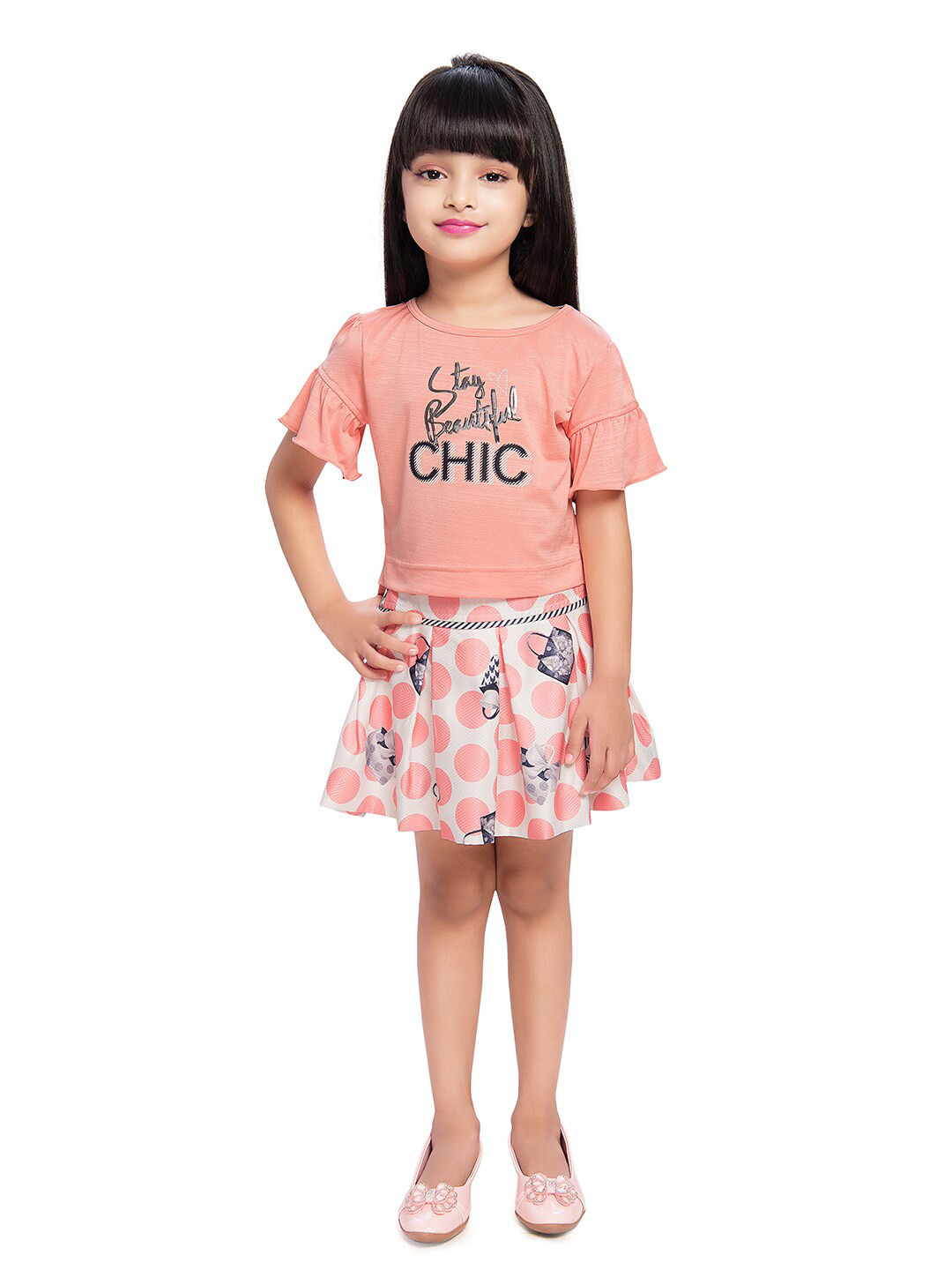 Tiny Baby Girls Printed Top with Skirt