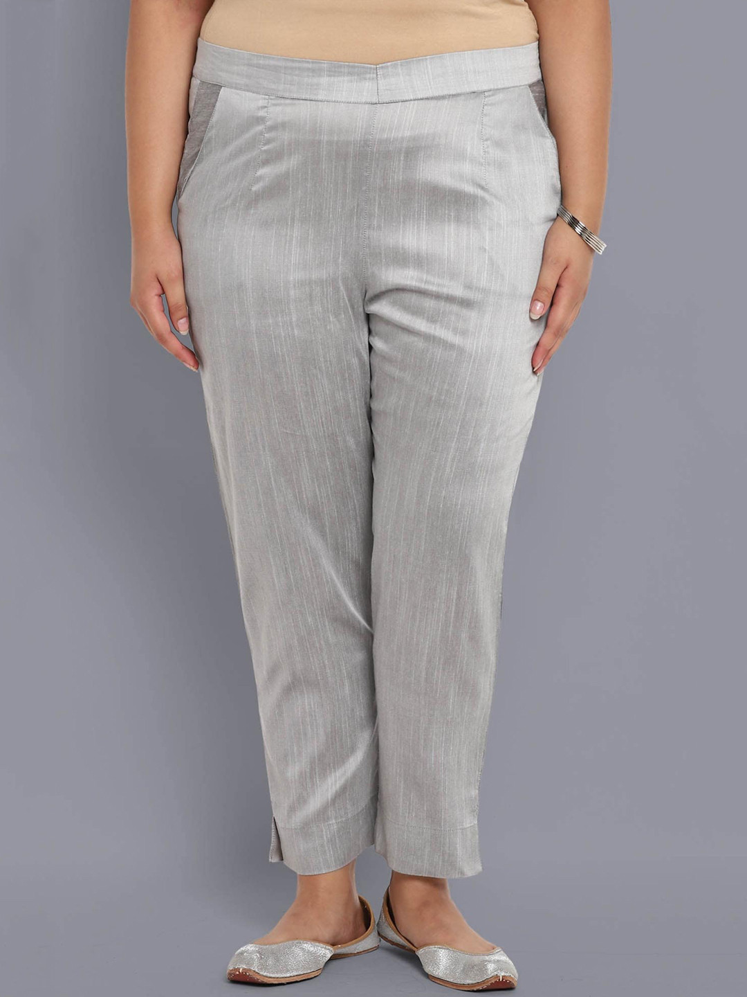 AURELIA Women Silver-Toned Trousers