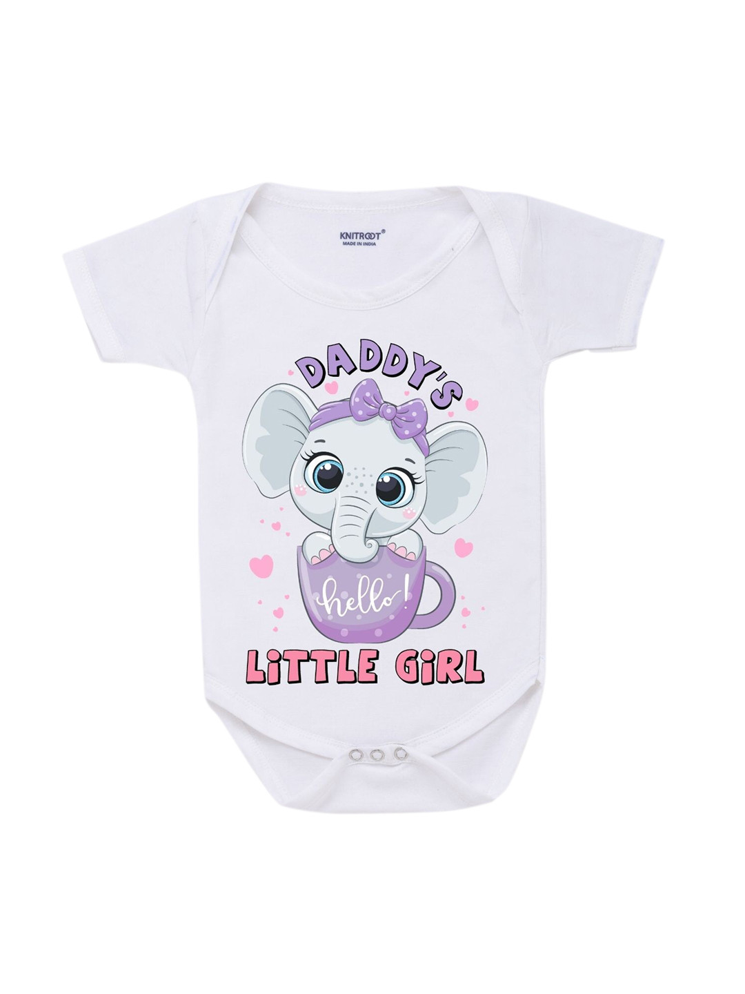 KNITROOT Infant Kids White Cotton Daddys Girl Printed Bodysuit