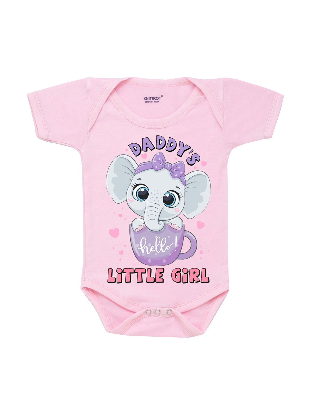 KNITROOT Infant Kids Pink Daddys Girl Cotton Printed Bodysuit