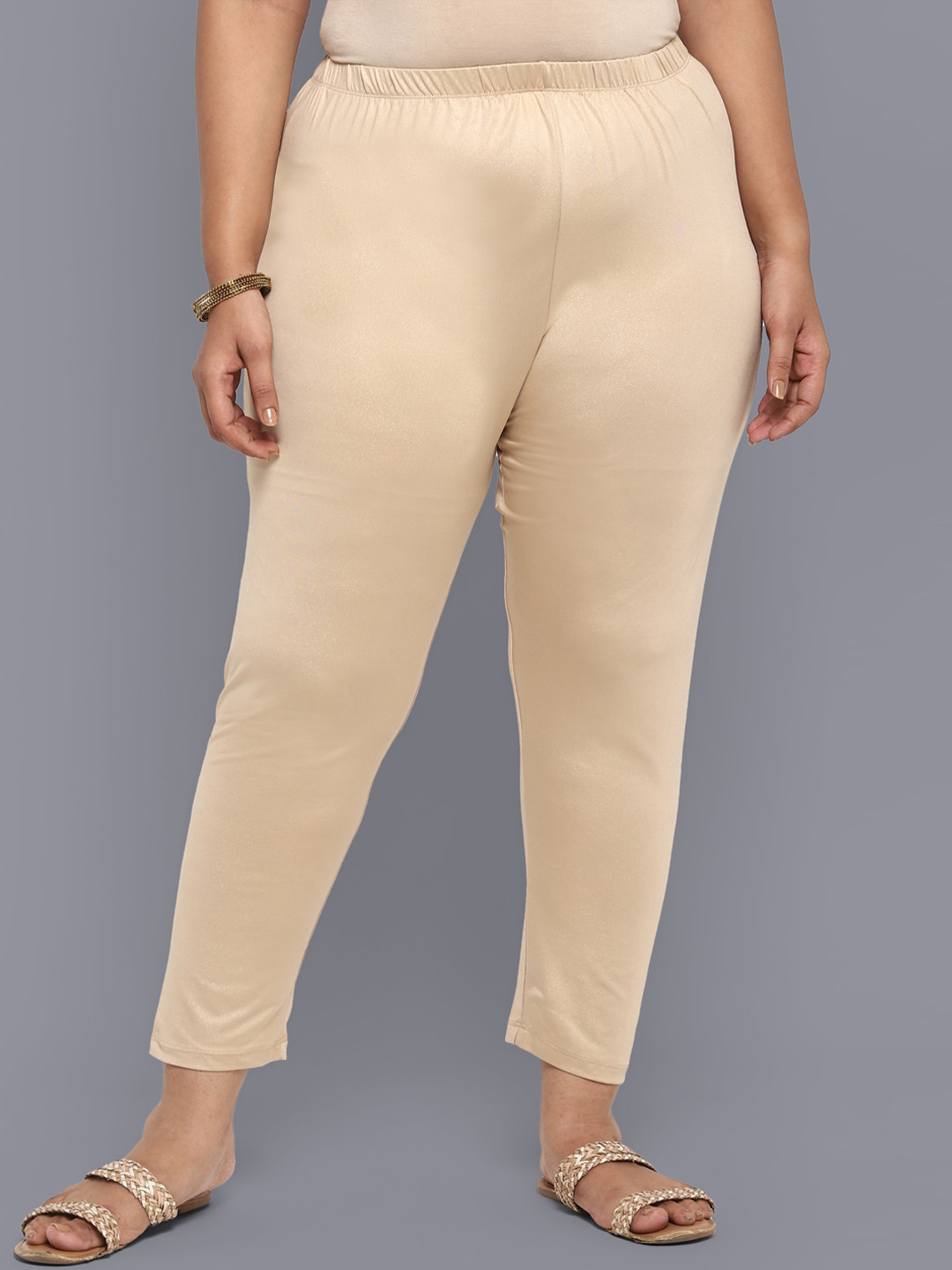 AURELIA Women Cream-Coloured Ankle Length Leggings