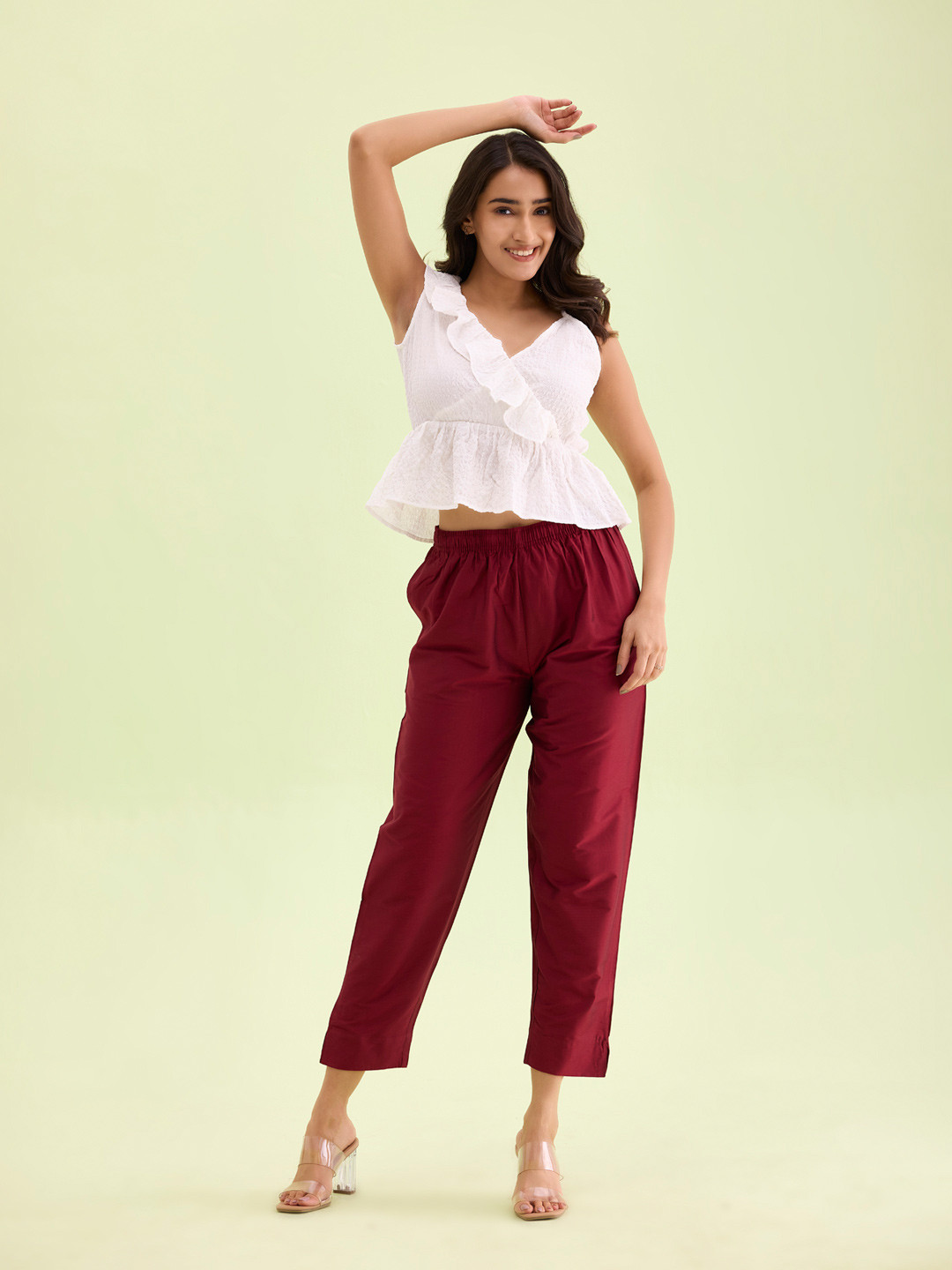 Go Colors Women Maroon Trousers