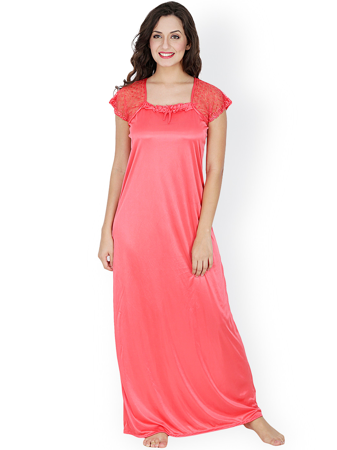 Klamotten Peach-Coloured Satin Maxi Nightdress X10