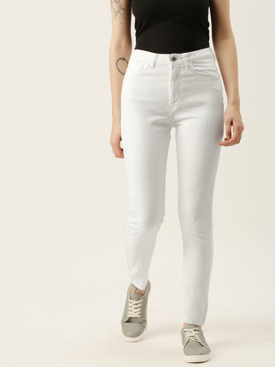 Flying Machine Women White Veronica Skinny Fit High-Rise Stretchable Jeans