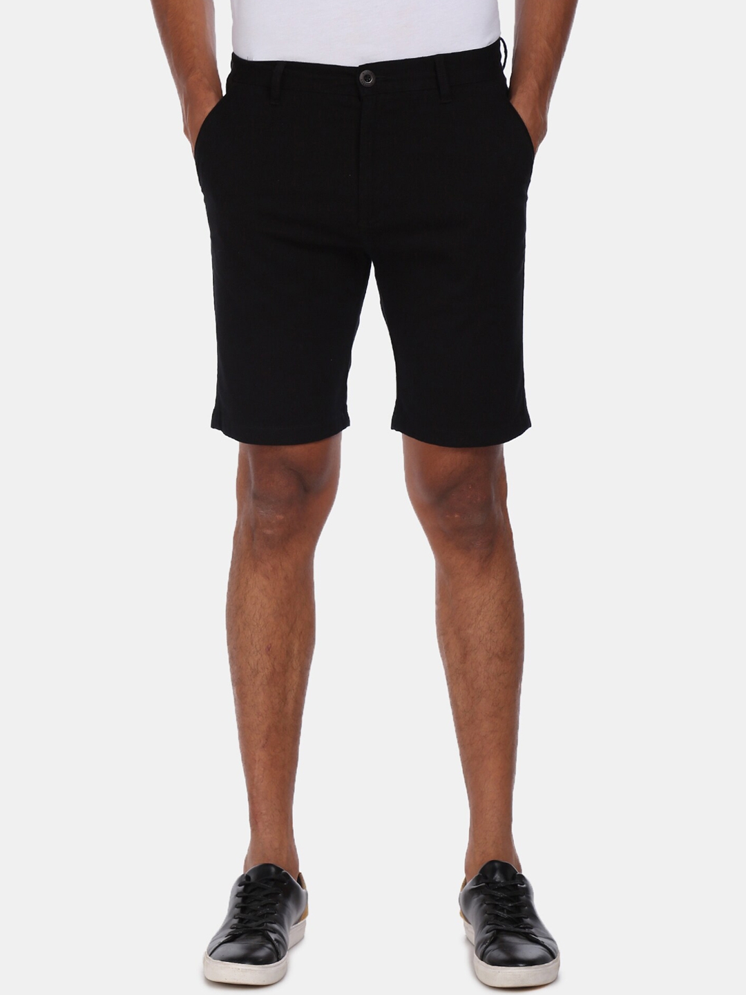 Ruggers Men Black Solid Chinos Shorts