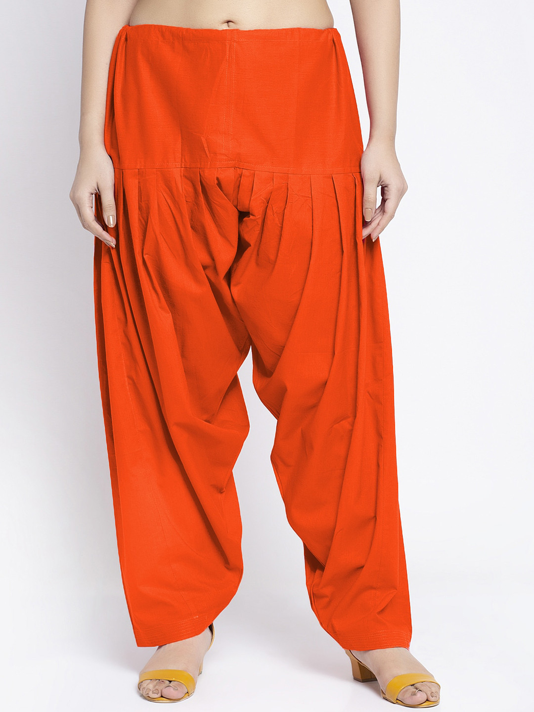 GRACIT Women Orange Solid Cotton Salwar