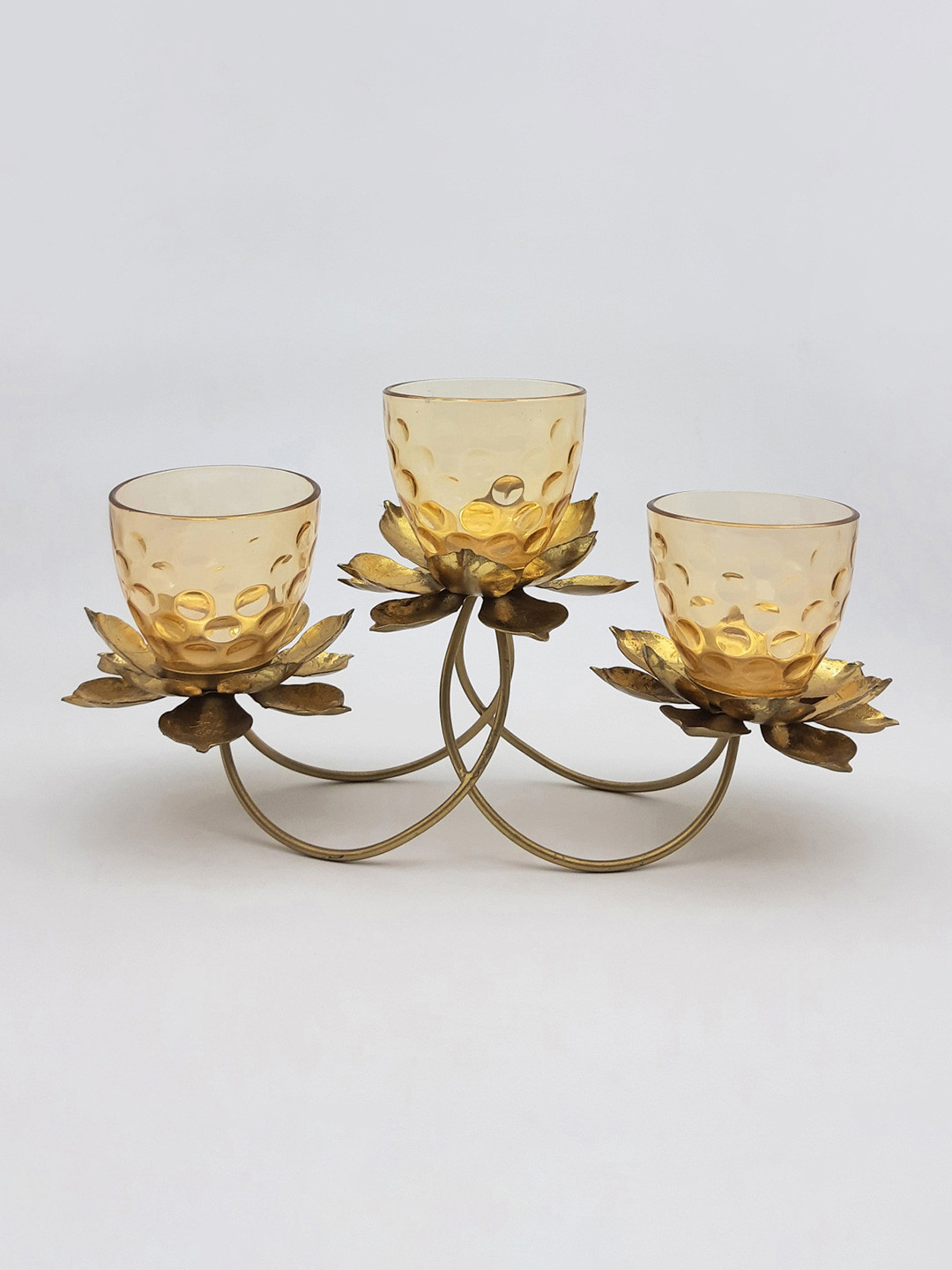 Home Centre Gold-Toned Textured Corsica Votive Holder