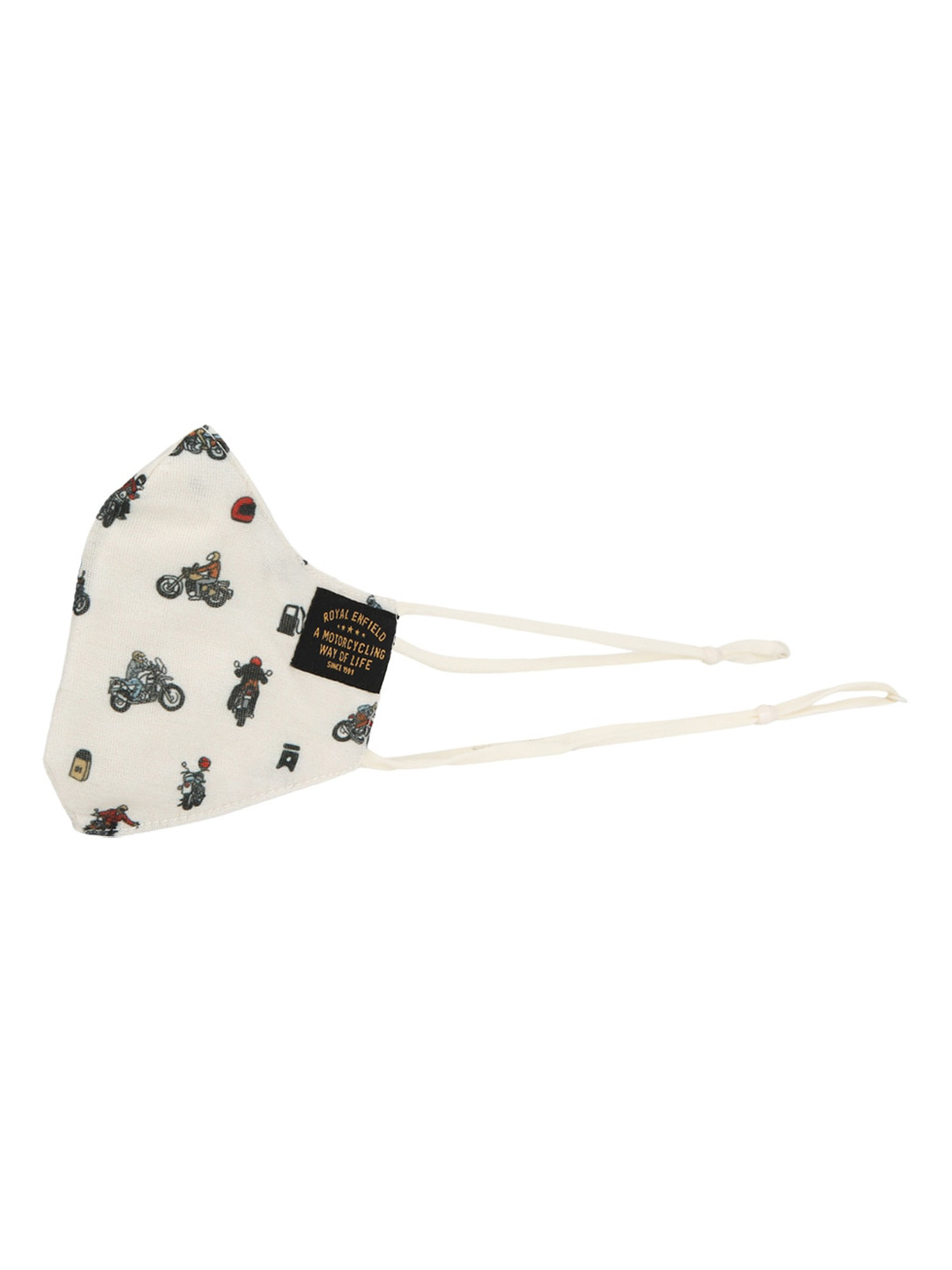 Royal Enfield Unisex White & Black Printed Cotton Reusable Barricade Cloth Mask