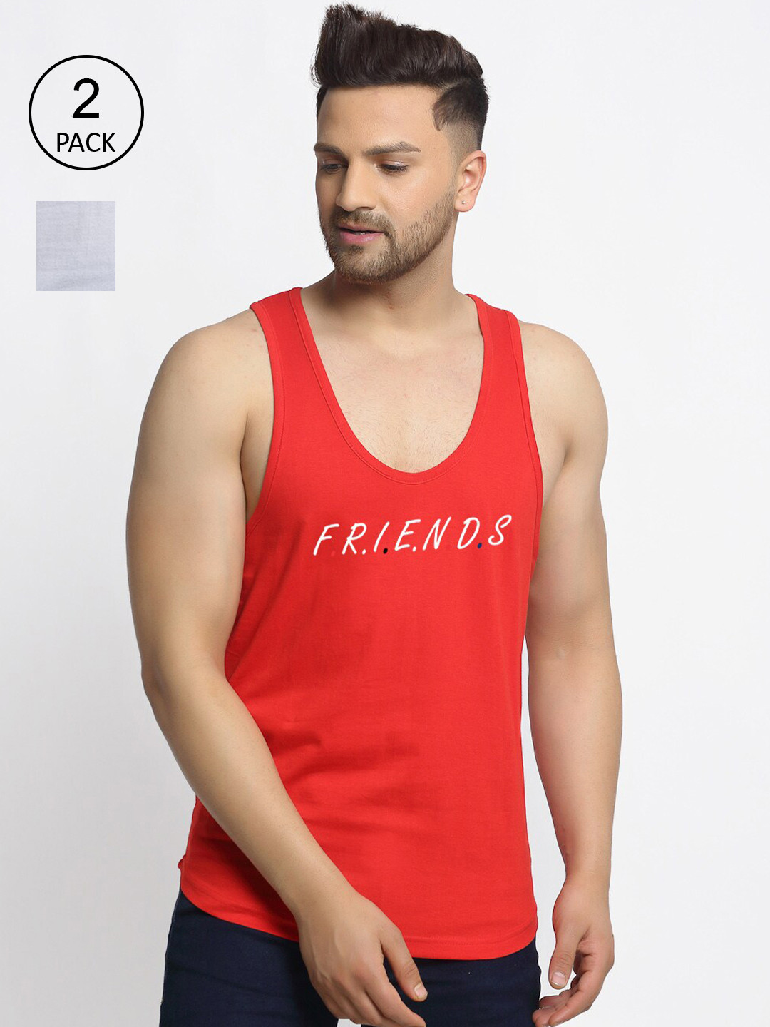 Friskers Men Pack of 2 FRIENDS Printed Pure Cotton T-shirts