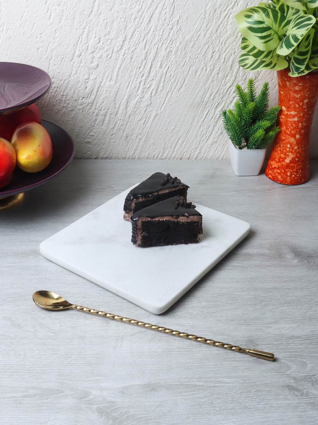 NikkisPride White Solid Marble Rectangle Serving Tray