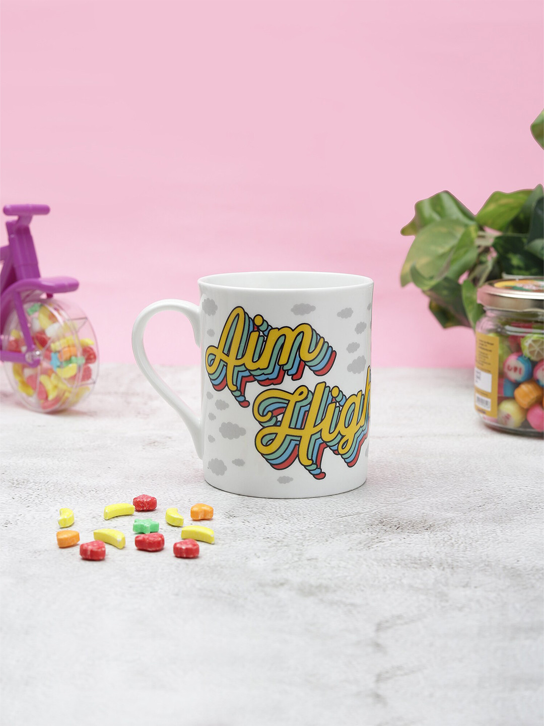 CLAY CRAFT Attractive Dual Shade White Typography Ceramic Handmade Mug-350ml