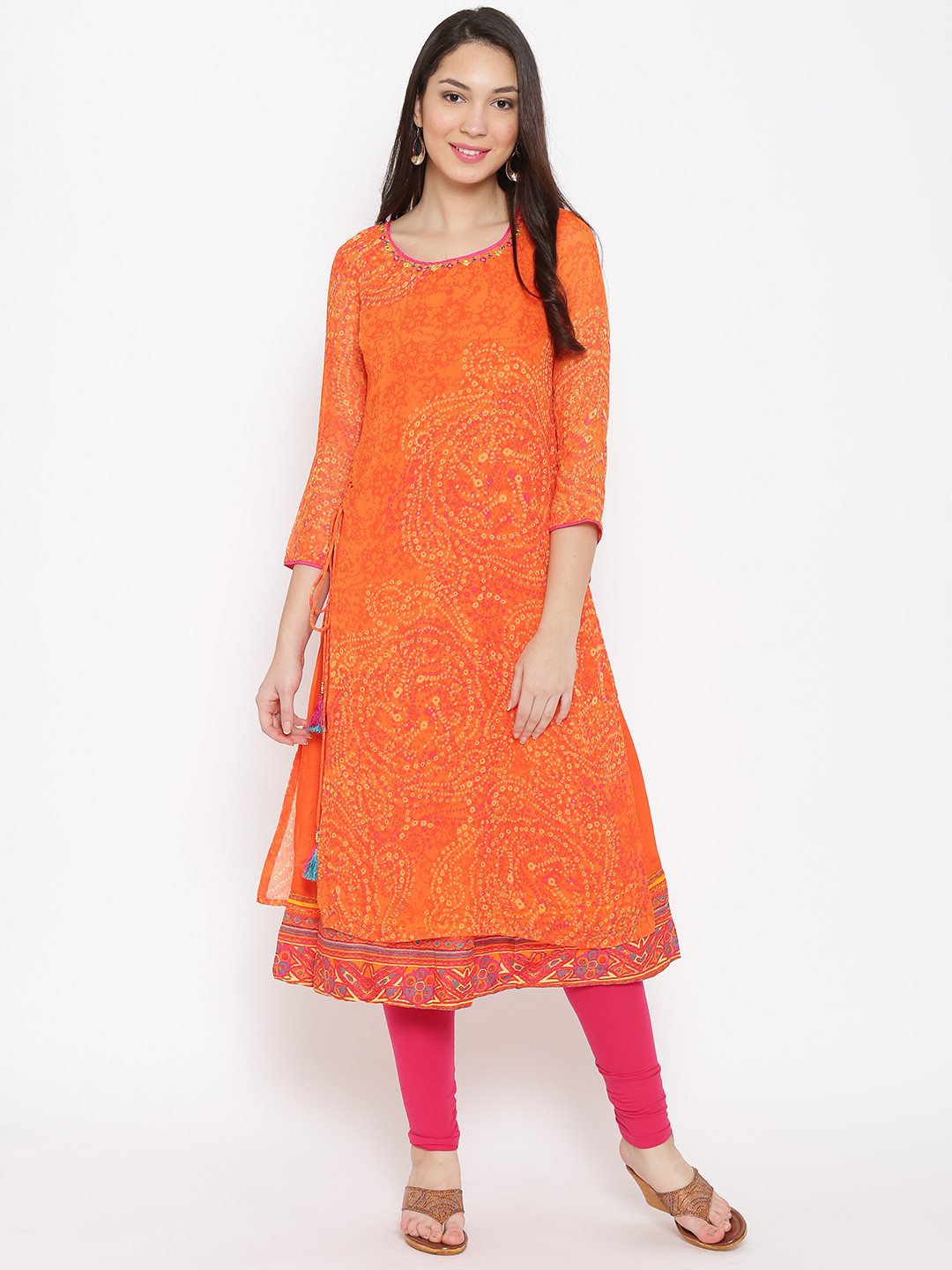 biba orange kurta