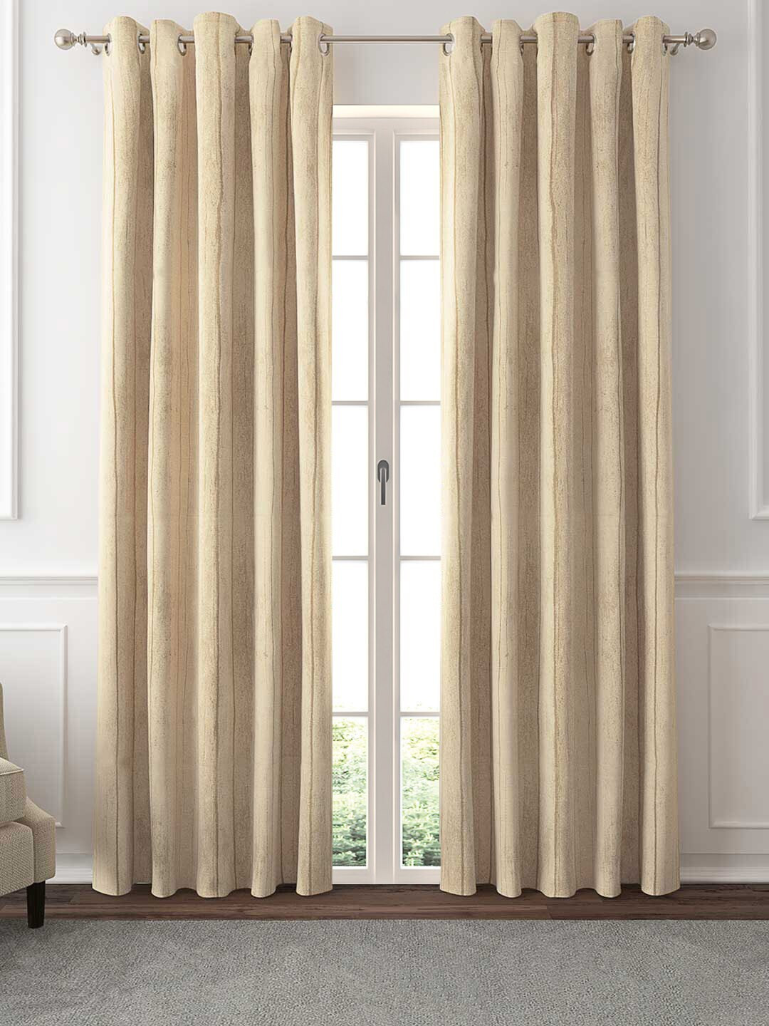 GM Beige Set of 2 Room Darkening Door Curtains
