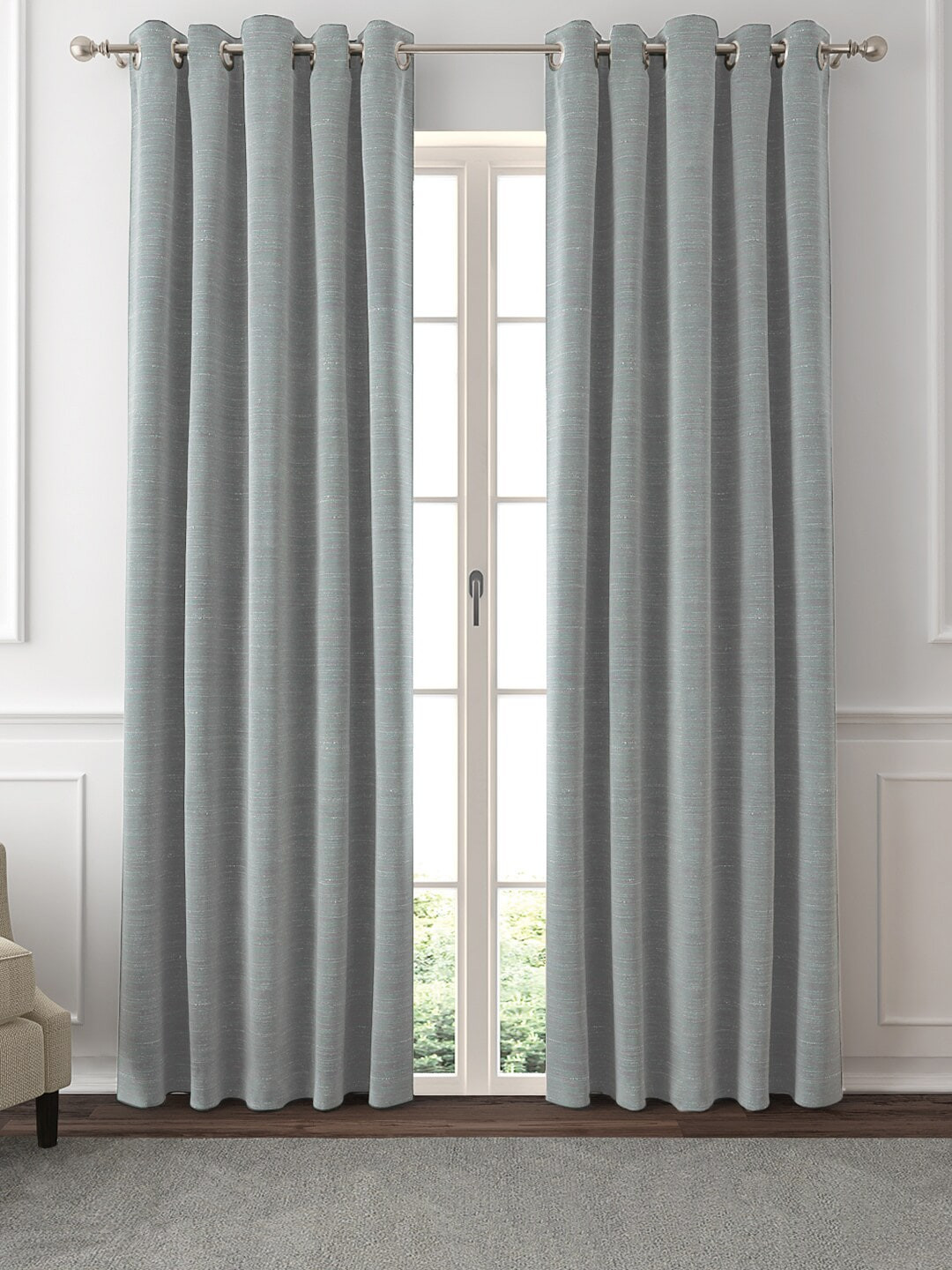 GM Grey Set of 2 Room Darkening Door Curtains