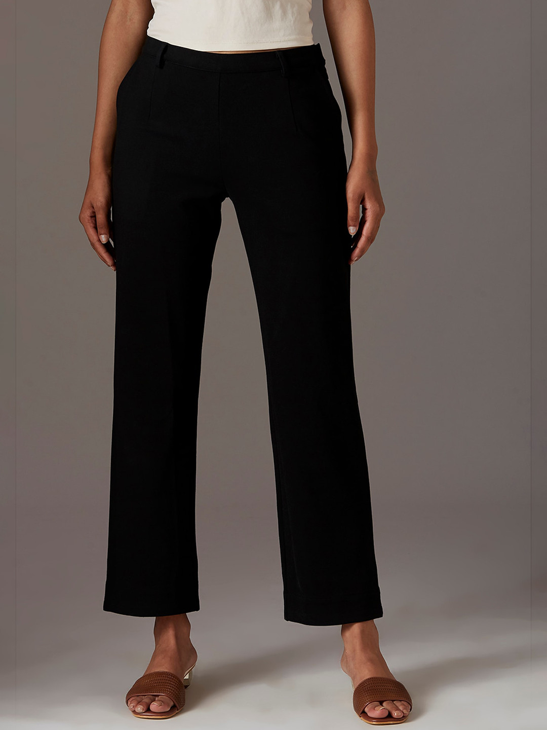 W Women Black Slim Fit Trousers