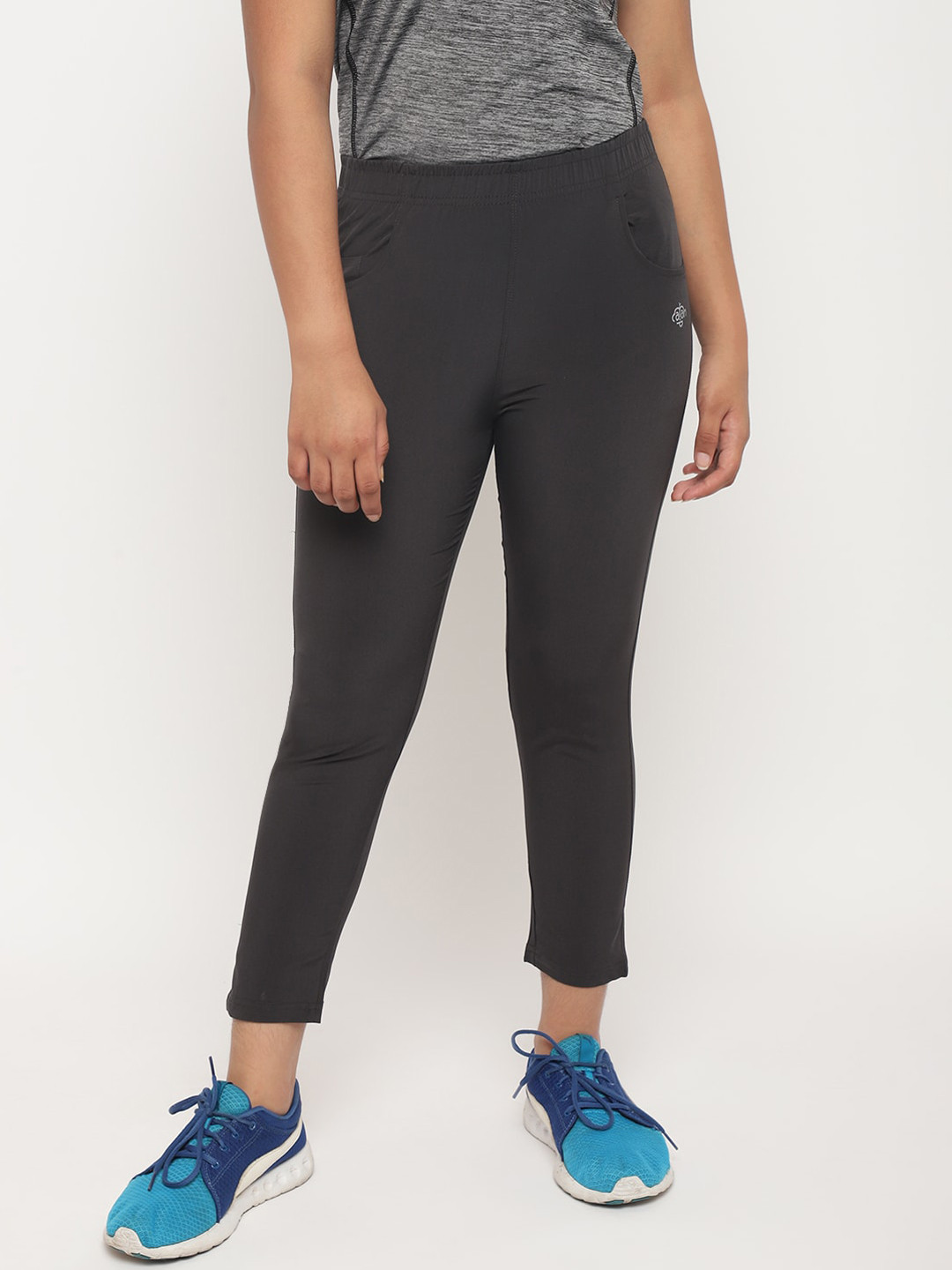 CHIMPRALA Girls Grey Cotton Solid Track Pants