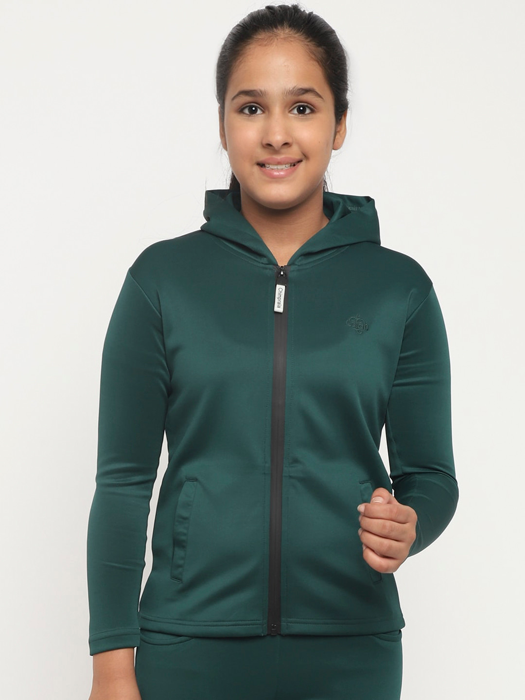 CHIMPRALA Girls Green Lightweight Hooded Jacket