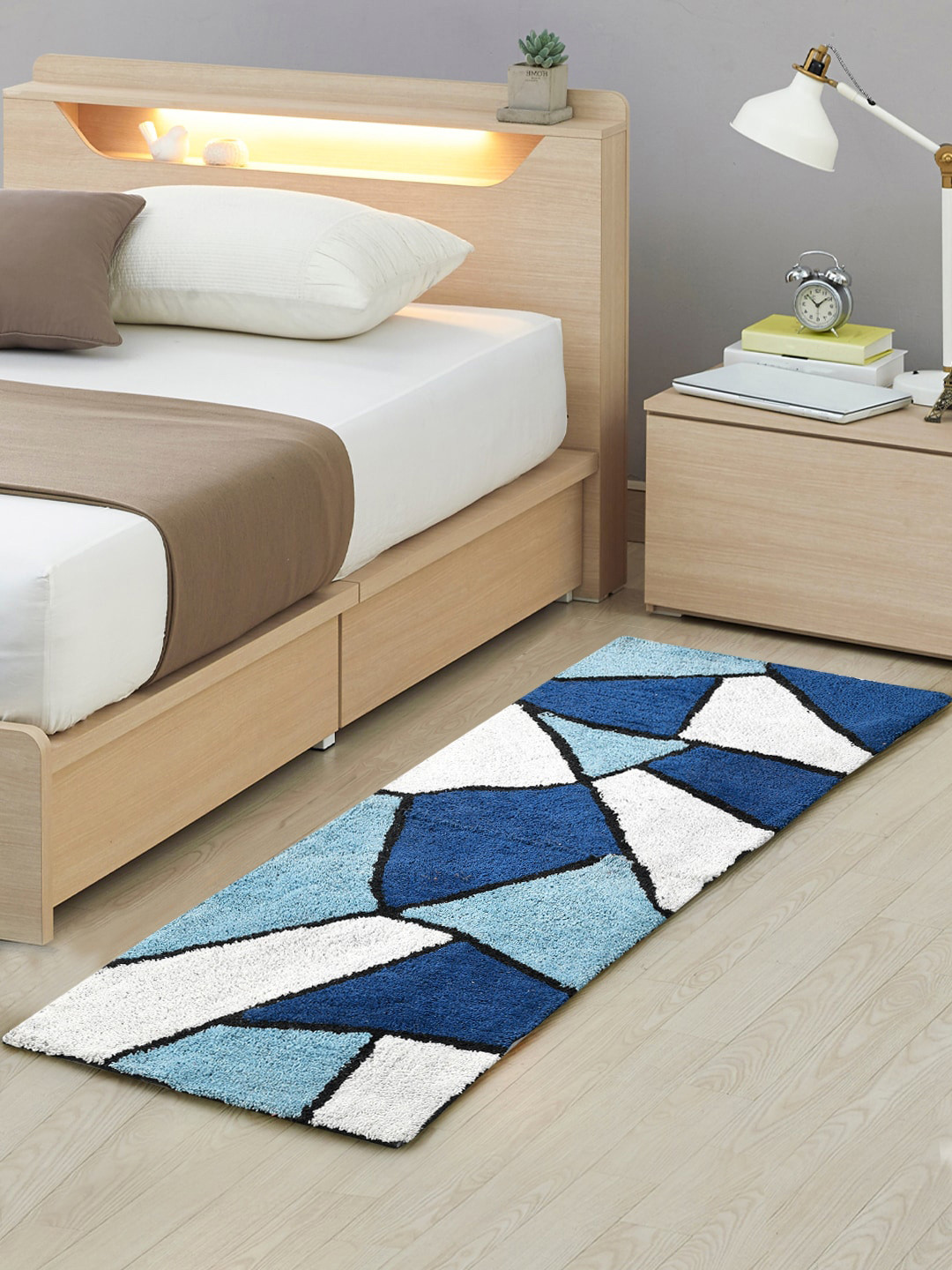 AAZEEM Blue Cotton Runner Rug