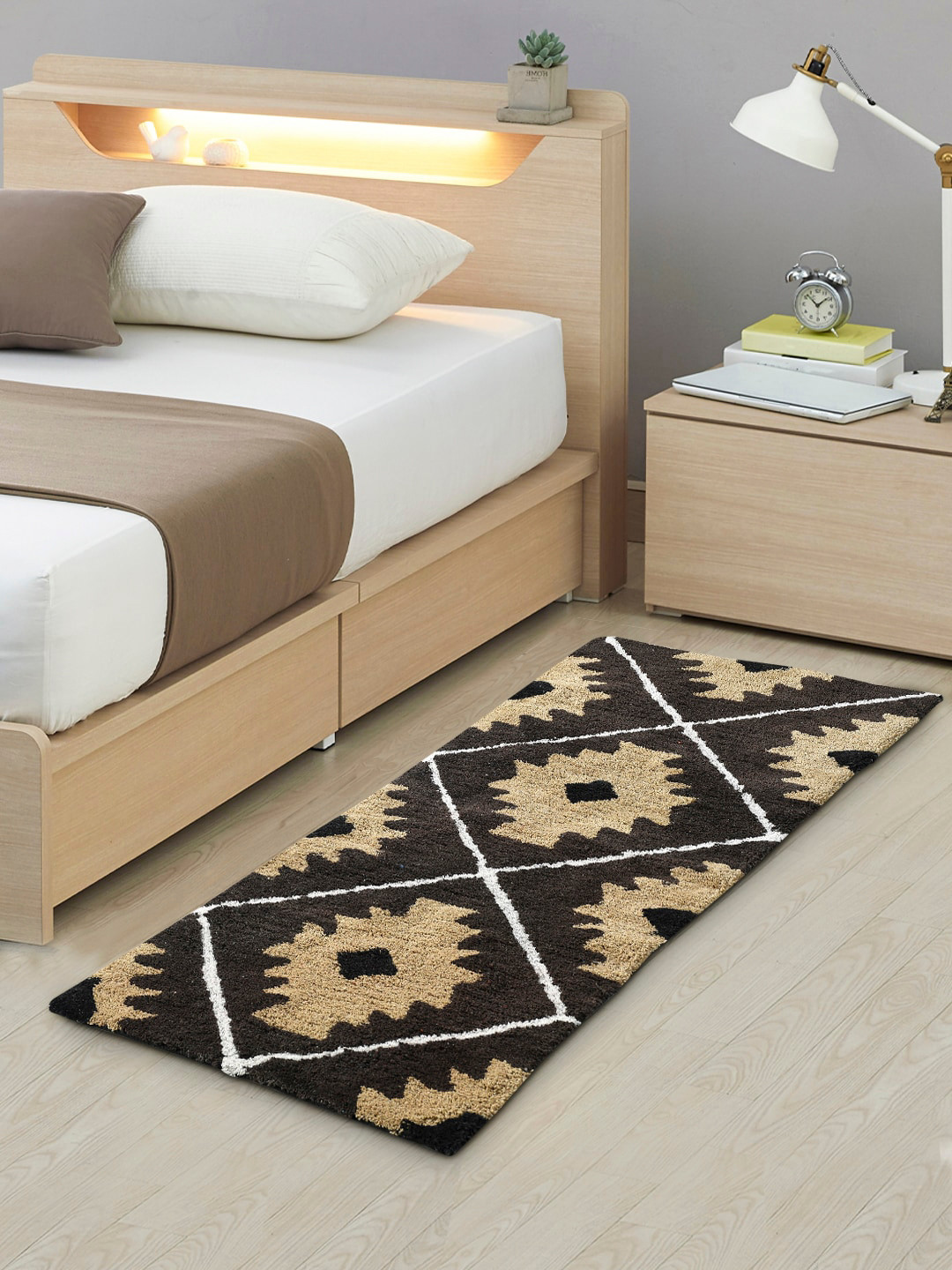 AAZEEM Brown Cotton Runner Rug