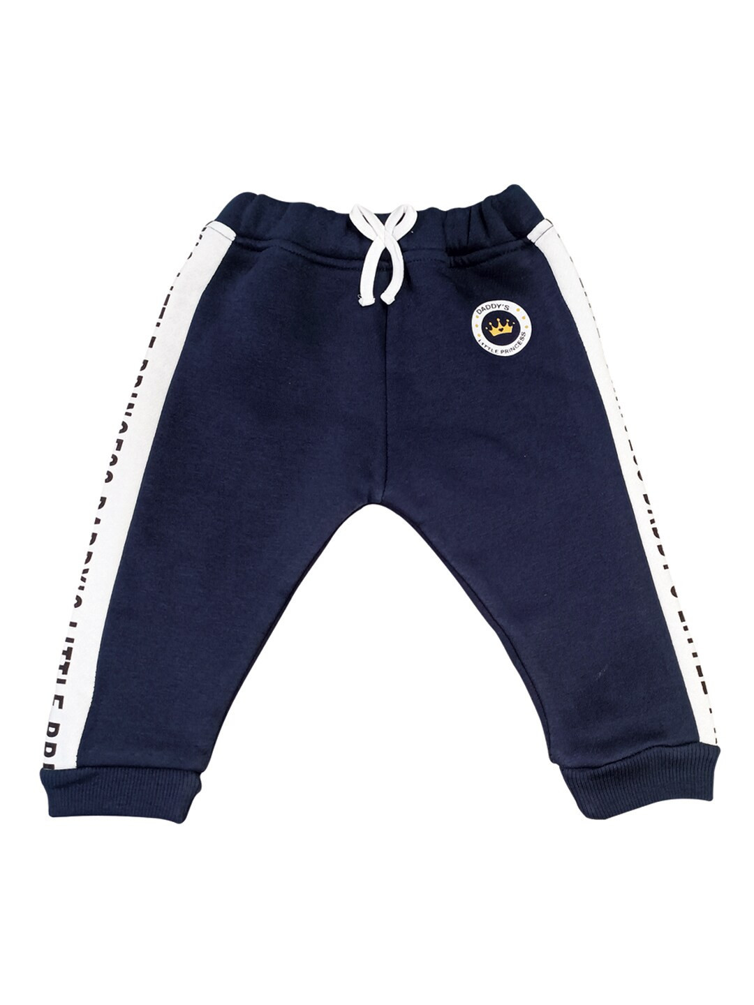 Moms Love Infant Girls Navy Blue Solid Pure Cotton Joggers