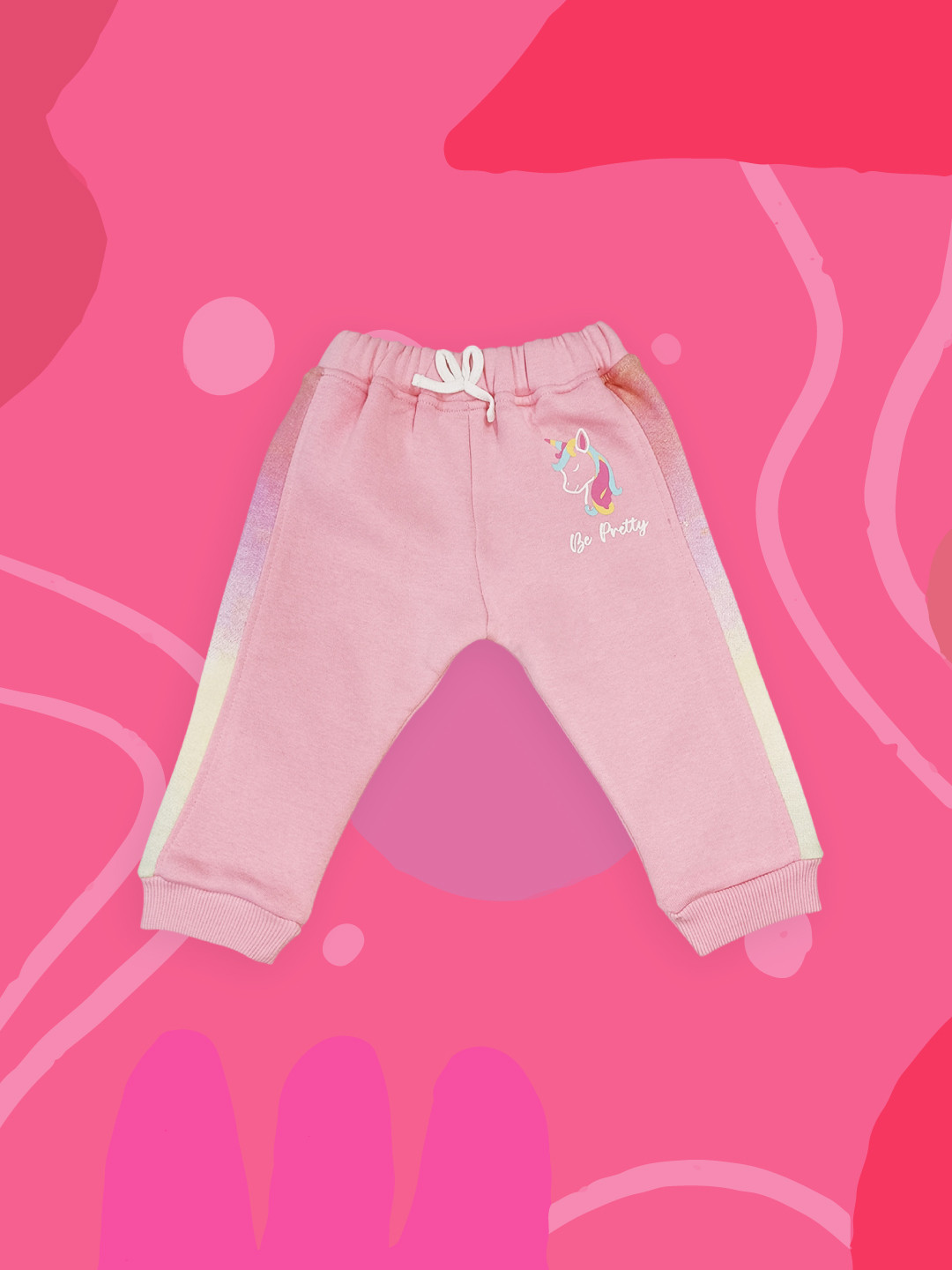Moms Love Infant Girls Pink Solid Pure Cotton Joggers